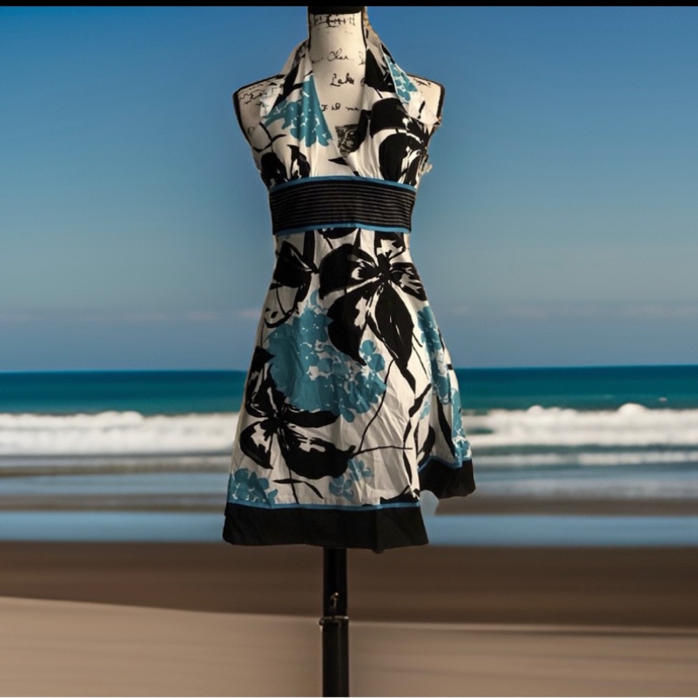 Speechless Floral Halter Dress w/tie back